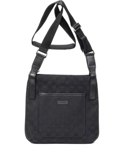 Pre-owned Gucci 2000s Monogram Shoulder Bag In Black
