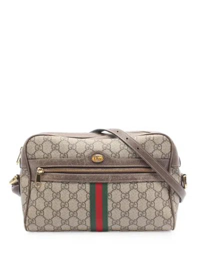 Pre-owned Gucci 2000s Ophidia Gg Supreme Shoulder Bag In ニュートラル