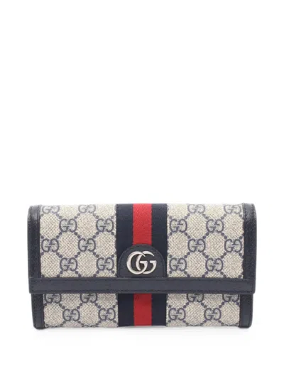 Pre-owned Gucci 2000s Ophidia Gg Supreme Wallet In Neutral