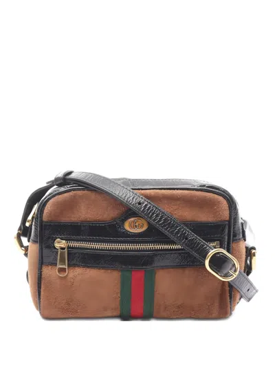 Pre-owned Gucci 2000s Ophidia Suede Shoulder Bag In Brown