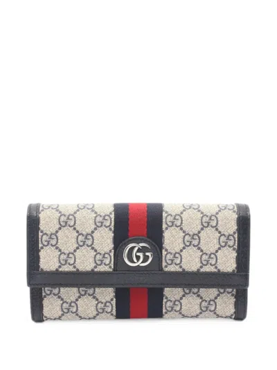 Pre-owned Gucci 2000s Ophidia Wallet In Neutral
