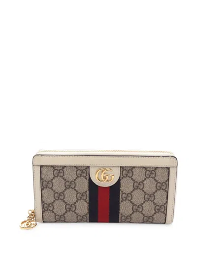 Pre-owned Gucci 2000s Ophidia Wallet In Neutral