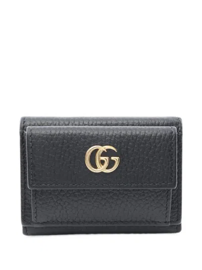 Pre-owned Gucci 2000s Petit Marmont Trifold Wallet In Black