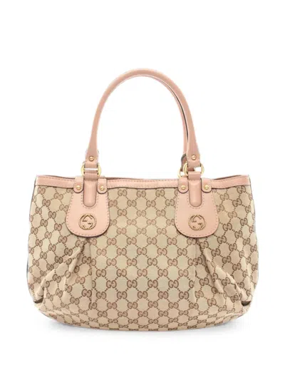 Pre-owned Gucci 2000s Scarlet Gg Canvas Tote Bag In Neutral