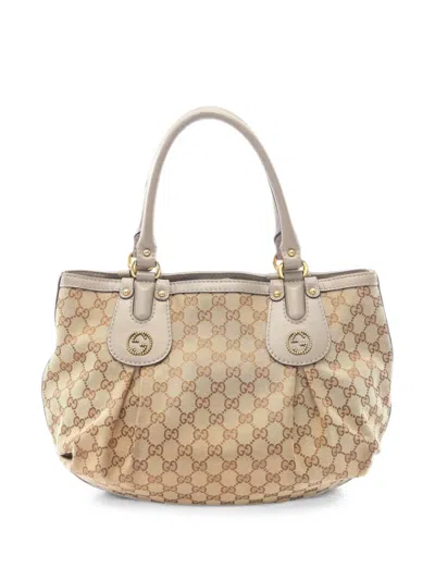 Pre-owned Gucci 2000s Scarlet Gg-canvas Tote Bag In Neutral