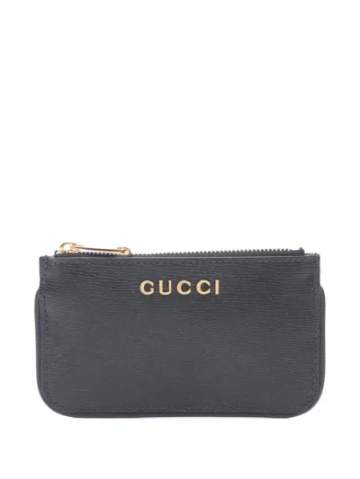 Pre-owned Gucci 2000s Script Coin Purse In Black