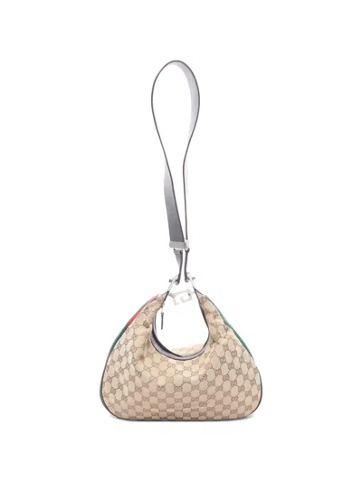 Pre-owned Gucci 2000s Sherry Line Gg Canvas Shoulder Bag In Neutral
