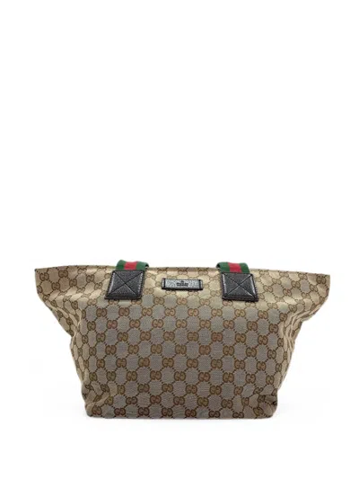 Pre-owned Gucci 2000s Sherry Line Gg Supreme Tote Bag In Neutrals