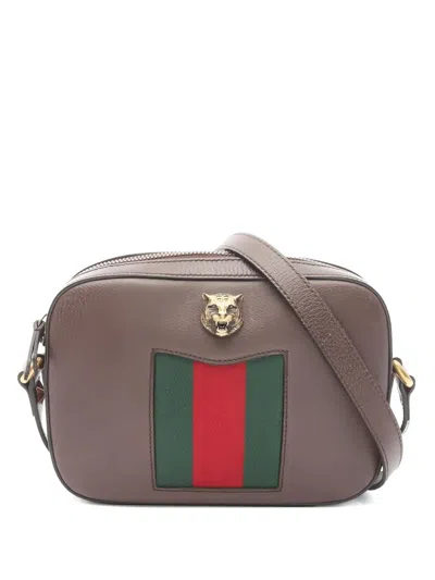 Pre-owned Gucci 2000s Sherry Line Tiger-motif Shoulder Bag In Brown