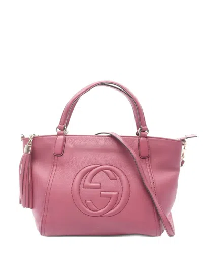 Pre-owned Gucci 2000s Small Soho Leather Tote Bag In Pink