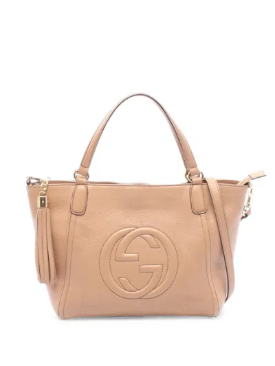 Pre-owned Gucci 2000s Soho Interlocking G Tote Bag In Neutrals