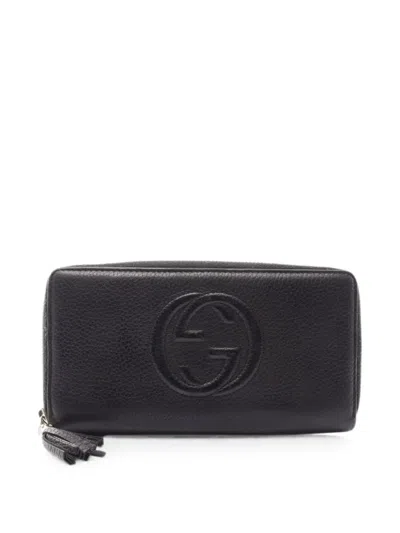 Pre-owned Gucci 2000s Soho Interlocking G Wallet In Black