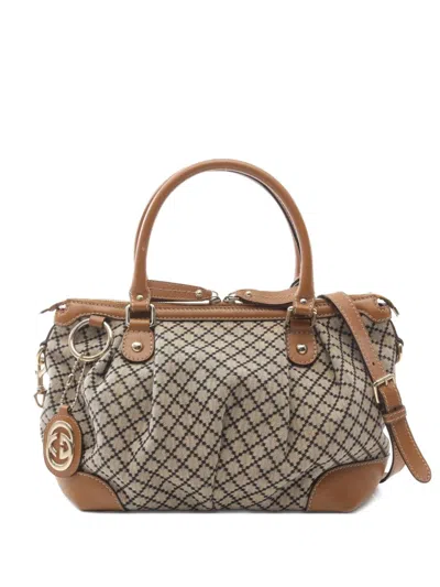 Pre-owned Gucci 2000s Sukey Diamante Handbag In Brown