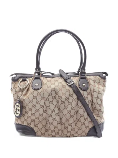Pre-owned Gucci 2000s Sukey Gg Canvas Tote Bag In 中性色
