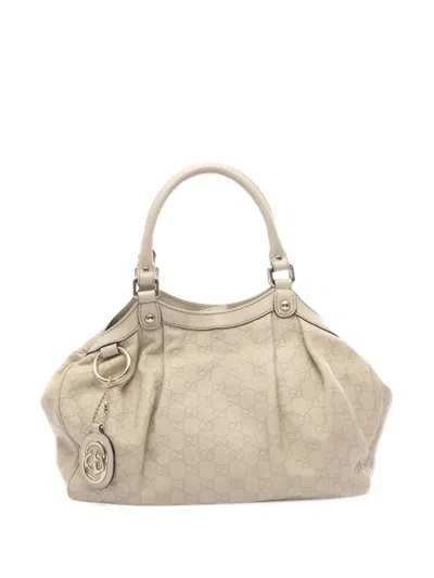 Pre-owned Gucci 2000s Sukey Ssima Tote Bag In Neutrals