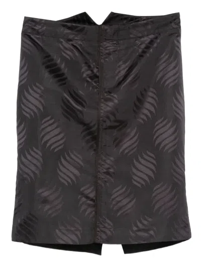 Pre-owned Gucci 2000s Swirl-pattern Silk Skirt