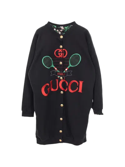 Pre-owned Gucci 2000s Tennis Reversible Cardigan In Black