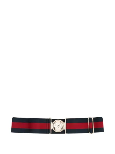 Pre-owned Gucci 2000s Web Interlocking G Belt In Blue