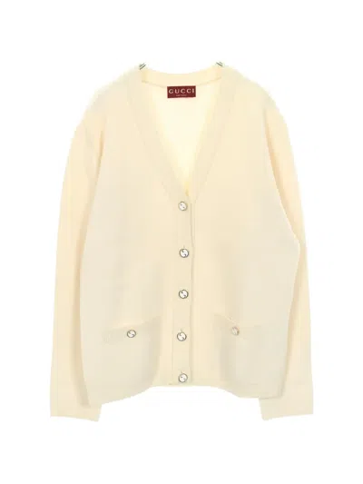 Pre-owned Gucci 2000s Wool Button Cardigan In Neutral