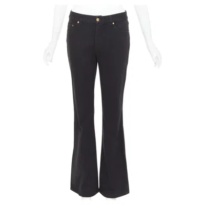 Pre-owned Gucci 2003 Gg Logo Mid Waist Flare Jeans It42 M In Black