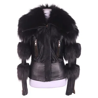 Pre-owned Gucci 2003  Tom Ford 03-04 Leather Jacket With Fur In Black