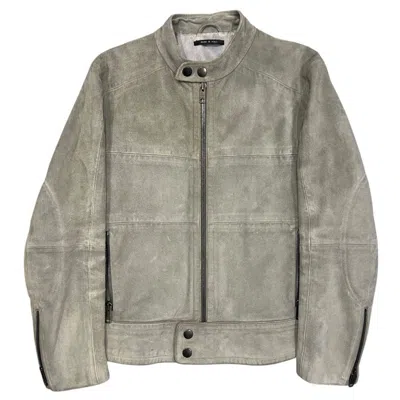 Pre-owned Gucci 2004aw Tom Ford Suede Cow Leather Bliker Single Jacket In Gray