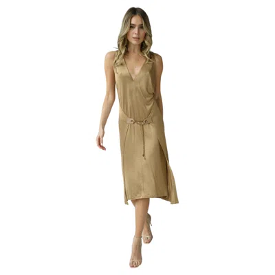 Pre-owned Gucci 2005 Resort Body-con Gold Dress In Brown
