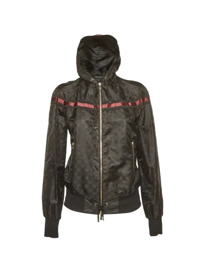 Pre-owned Gucci 2006 Monogram-print Hooded Jacket In Black