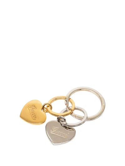 Pre-owned Gucci 2009 Gold Plated And Brass Double Heart Ring Key Chain