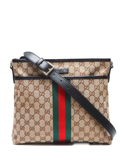 Pre-owned Gucci 2010-2020 Gg Sherry Line Cross Body Bag In Brown