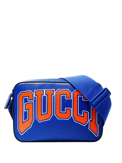 Pre-owned Gucci 2010-2020 Logo-print Shoulder Bag In Blue