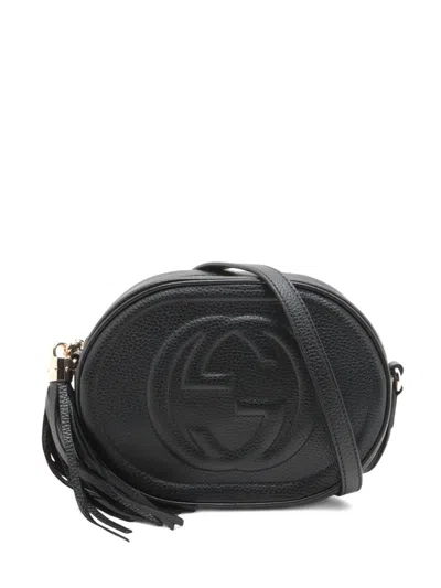 Pre-owned Gucci 2010-2020 Soho Embossed-logo Cross Body Bag In Black