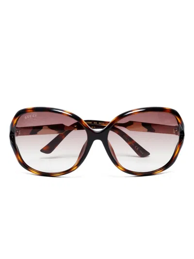 Pre-owned Gucci 2010-2020s Geometric-frame Sunglasses In Brown
