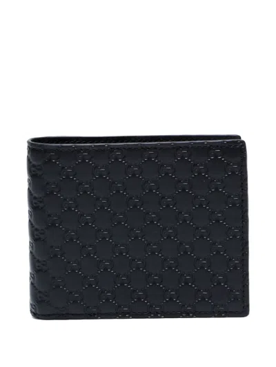 Pre-owned Gucci 2010-2025 Micro Gg Shima Wallet In Black