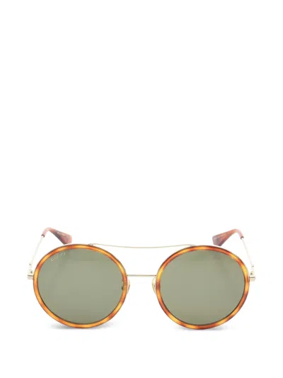 Pre-owned Gucci 2010 Bee Round Sunglasses In Brown