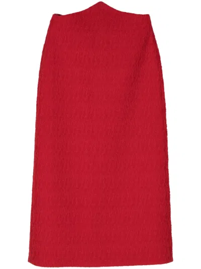 Pre-owned Gucci 2010 Bouclé Midi Skirt In Red