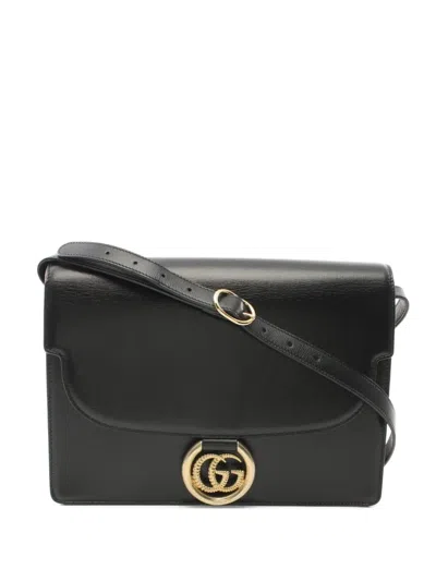 Pre-owned Gucci 2010 Double G Ring Shoulder Bag In Black