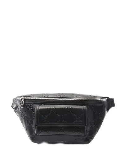 Pre-owned Gucci 2010 Embossed Body Waist Bag In Black
