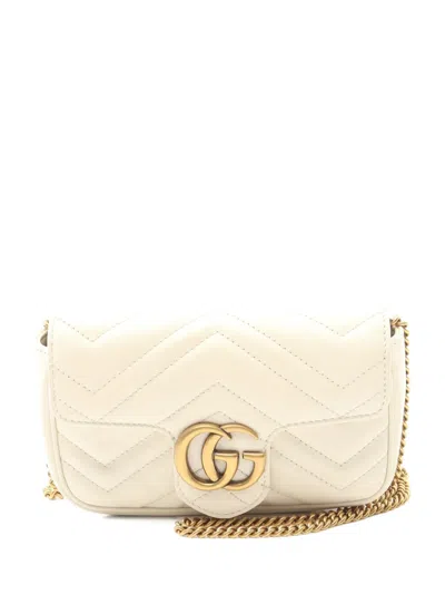 Pre-owned Gucci 2010 Gg Marmont Shoulder Bag In Neutral