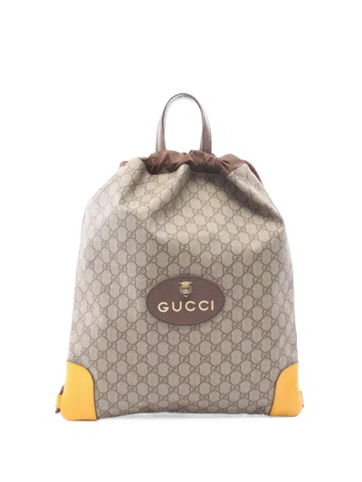 Pre-owned Gucci 2010 Gg Supreme Drawstring Backpack In Neutrals