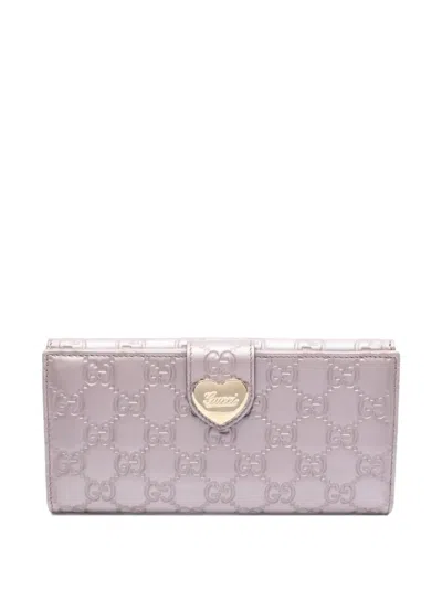 Pre-owned Gucci 2010 Ssima Heart Wallet In Purple