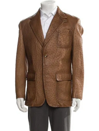 Pre-owned Gucci 2010's Leather Peacoat In Brown