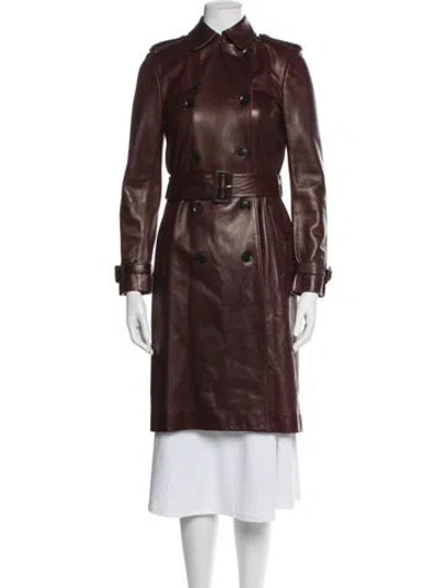 Pre-owned Gucci 2010's Leather Trench Coat In Burgundy