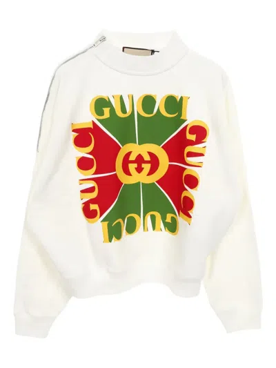 Pre-owned Gucci 2010's Logo Zip Sweatshirt In White