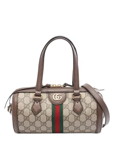 Pre-owned Gucci 2010's Ophidia Pvc Stripe Tote Bag In Neutral