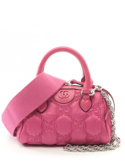 Pre-owned Gucci 2010 Quilted Gg Monogram Handbag In 粉色