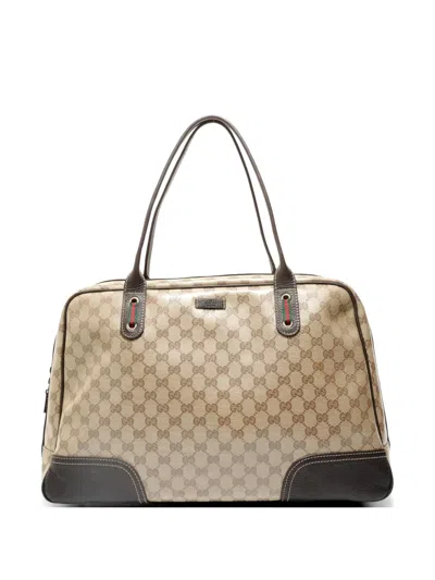 Pre-owned Gucci 2010-2012 Gg Crystal Sherry Line Tote Bag In Neutral