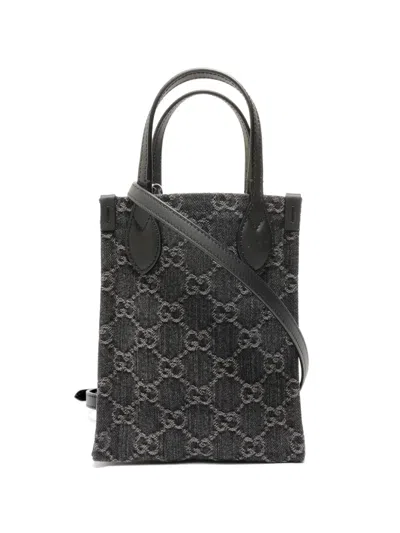 Pre-owned Gucci 2010-2020s Gg Denim Shoulder Bag In Black