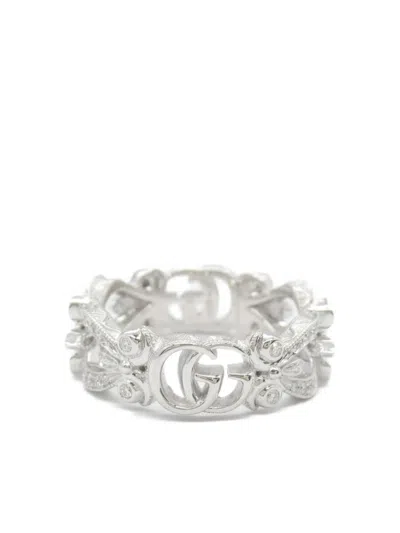 Pre-owned Gucci 2010s 18k White Gold Flora Diamond Ring In 银色