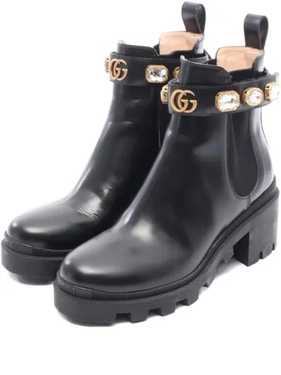 Pre-owned Gucci 2010s 55mm Gg Marmont Leather Chelsea Boots In Black